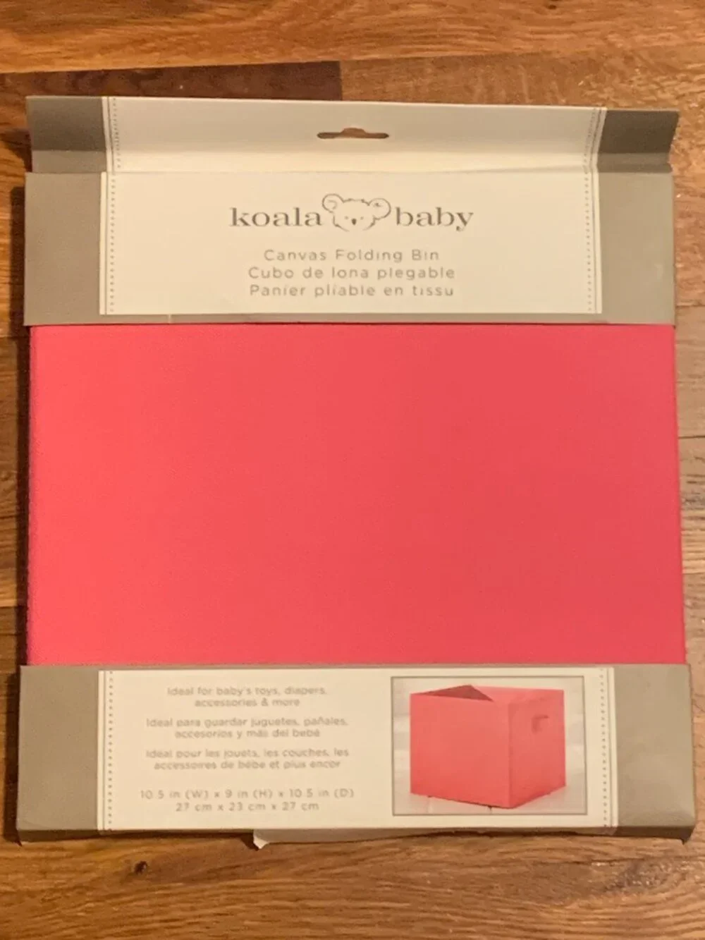 Koala Baby Pink Canvas Storage Bin Unused 10.5 x 9 x 10.5 Inches
